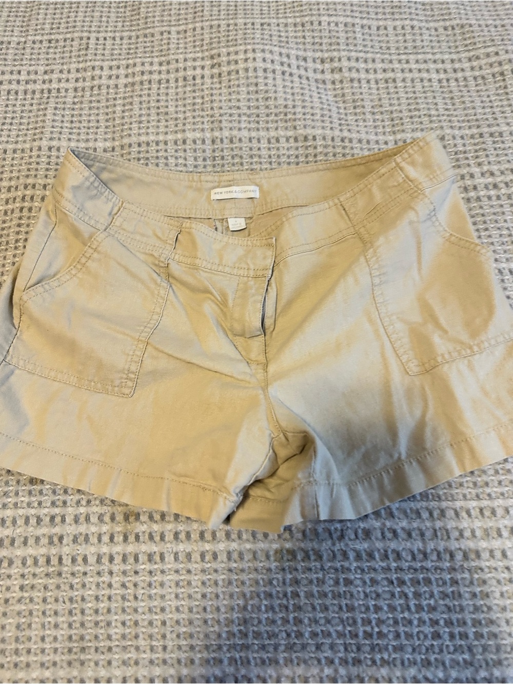 New York & Company Khaki Tan Patch Pocket Shorts